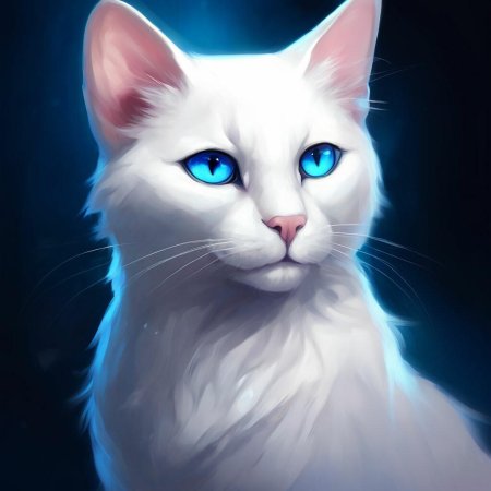 Белая кошка арт